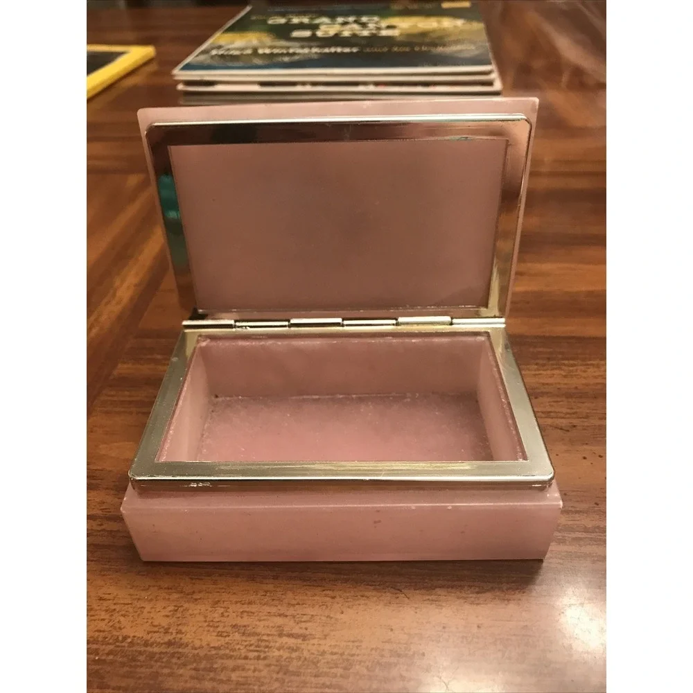 Vintage Pink Floral Pansy's Marble Trinket Jewelry‎ Box